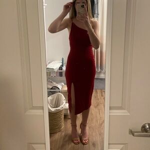 Hello Molly One Shoulder Slit Dress